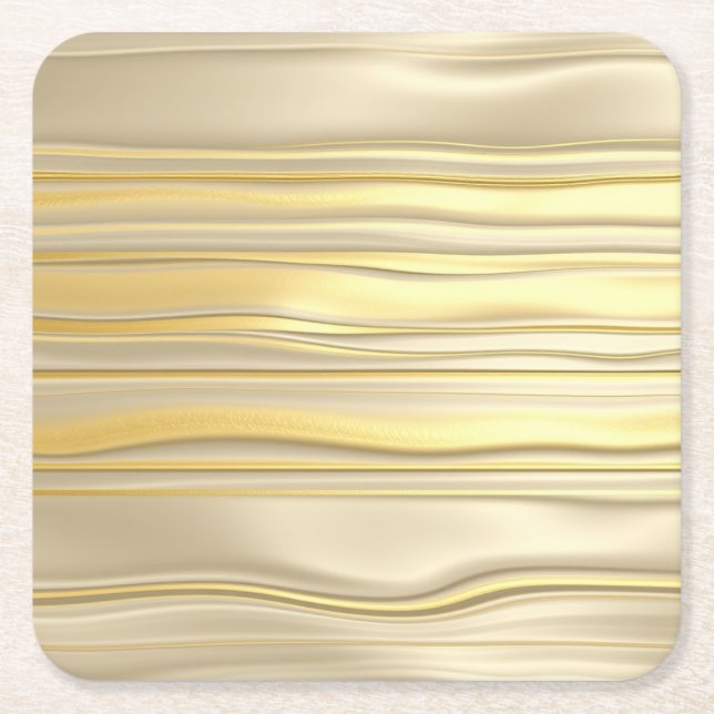 Luxe Gold Foil Silver Foil Striped Coaster Set (Front)