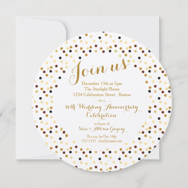 Luxe Gold Glam 50th Anniversary Party Invitation (Front)