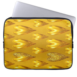 Luxe Gold Hearts Laptop Case