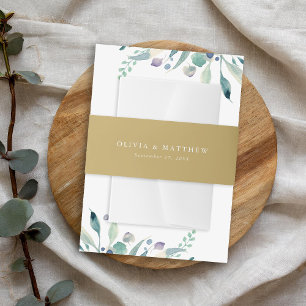 Luxe Gold Minimalist Wedding Monogram Invitation Belly Band