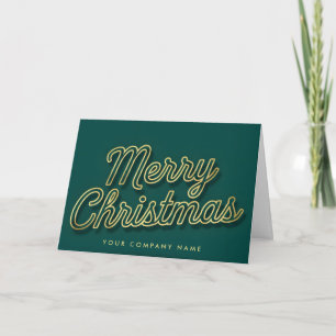 Luxe Gold Outline Script Merry Christmas Holiday Card
