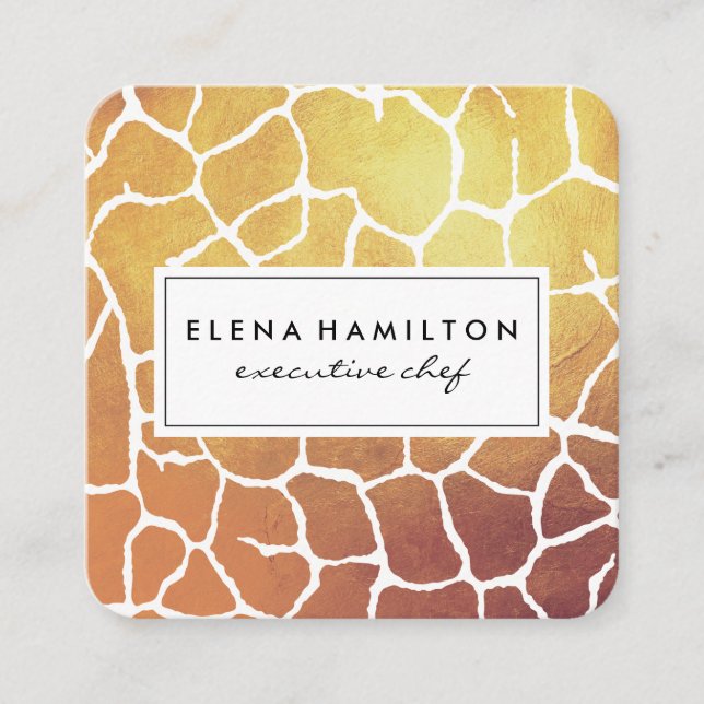 Luxe Gold Pattern Square Business Card (Front)