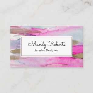 Luxe Gold Pink and Blue Paint business card