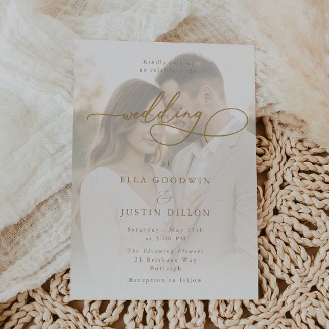 Luxe Gold Script & Portrait Wedding Invitation (Creator Uploaded)