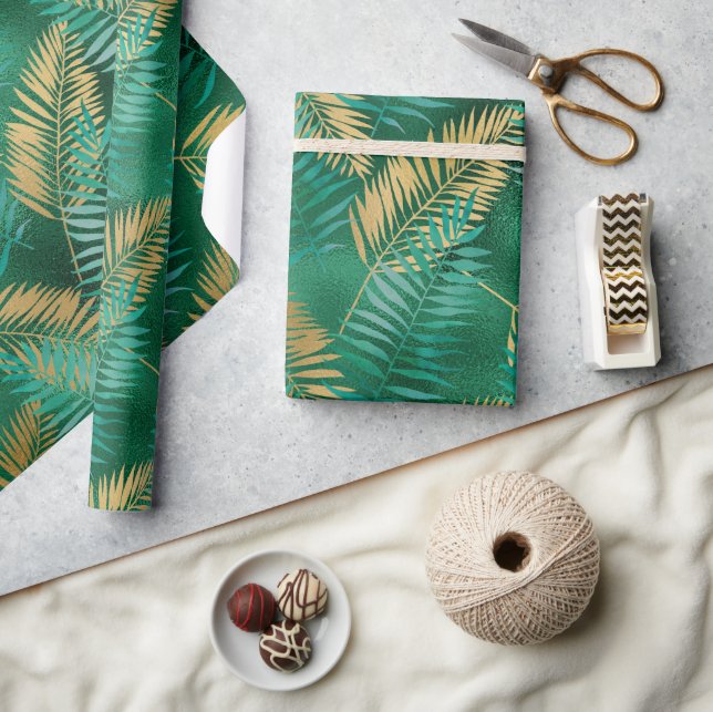 LUXE GREEN PALM SPRINGS WRAPPING PAPER GIFT WRAP (Crafts)
