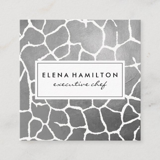 Luxe Grey Pattern Square Business Card (Front)