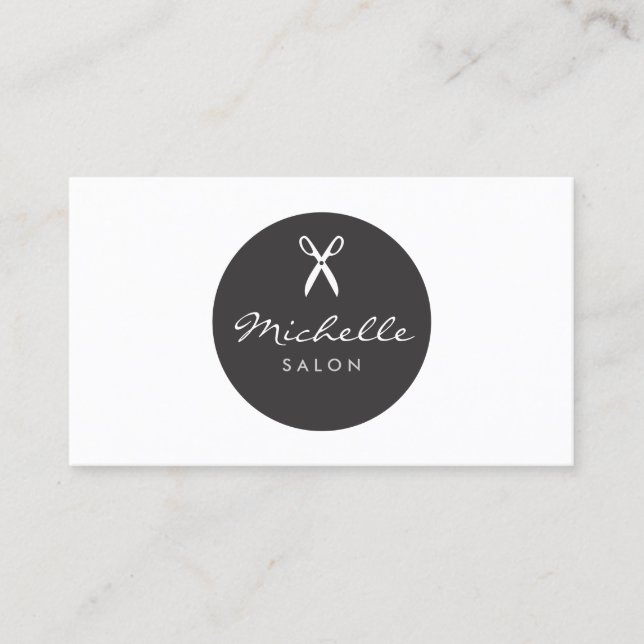LUXE HAIR SALON SCISSORS B&W Business Card (Front)