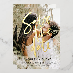 Luxe Handwritten Script Photo Save The Date  