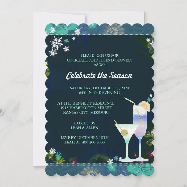 Luxe Holiday Cocktail Party Invitation (Front)