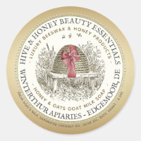 Luxe Honey Soap Label Gold with Skep and Bow