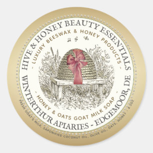Luxe Honey Soap Label Gold with Skep and Bow