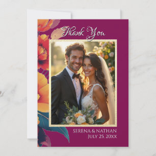 Luxe in Bloom Wedding Photo Thank You Card