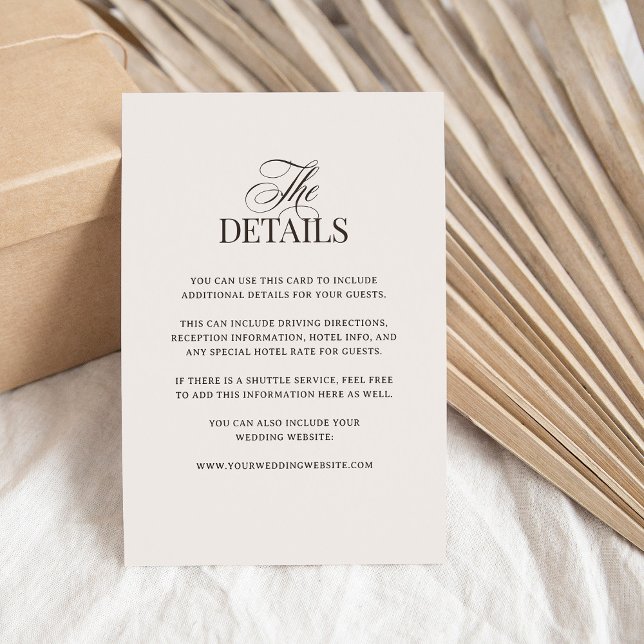Luxe Ivory and Dark Brown | Wedding Guest Details Enclosure Card (Creator Uploaded)