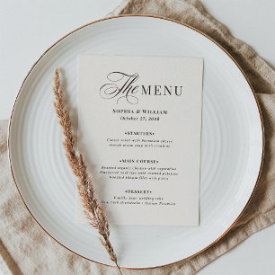 Luxe Ivory and Espresso Brown   Neutral Wedding Menu