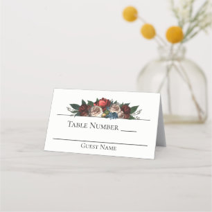 Luxe Jewel Tone Floral Wedding Place Card