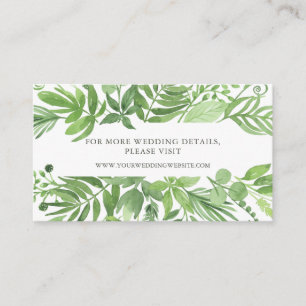 Luxe Leaves Green Botanical Wedding Website Card