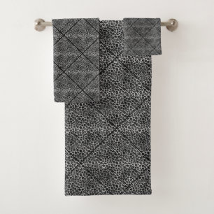 LUXE LEOPARD BLACK WHITE TOWEL SET