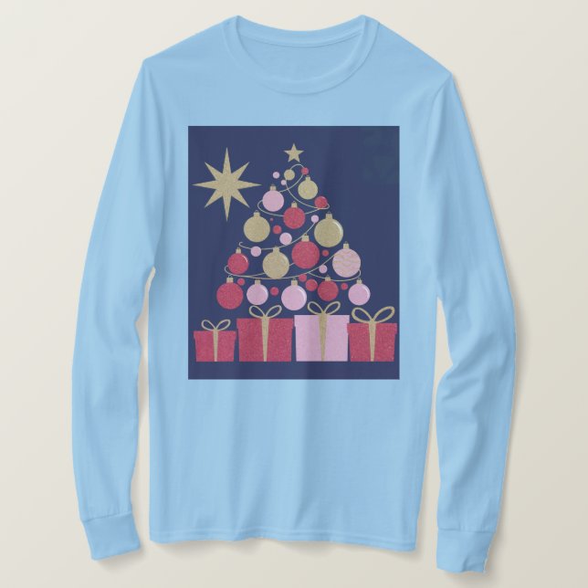 Luxe Light Blue Christmas T-Shirt (Design Front)