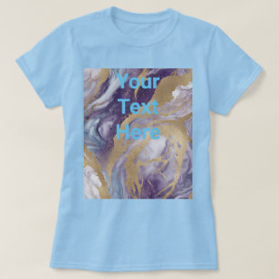 Luxe Light Blue Purple Gold Custom Text T-Shirt