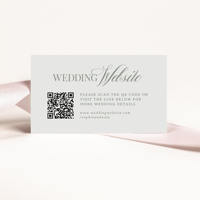 Luxe Light Sage Green | Wedding Website QR Code Enclosure Card (Creator Uploaded)