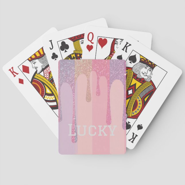 Luxe Lucky Gold Glitter Pastel Card Deck (Back)