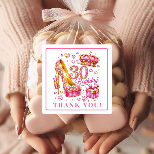 Luxe Magenta Gold Sparkle 30th Birthday Stickers