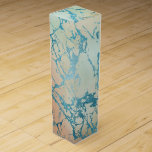 Luxe Marble | Beautiful Yellow and Coral Teal Vein Wine Box<br><div class="desc">Understated and sophisticated marble in a muted watercolor ombre palette of dusty blue, slate grey, silver, and green with gold. This hand-painted gradient adds the perfect pop of colour. From the "Modern Watercolor Marbles" collection, this design features abstract fluid swirls creating a cool pattern accented by glitter veins to create...</div>