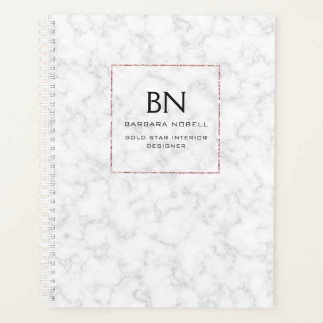 Luxe Marble Luxury Rose Gold Designer Planner (Front)