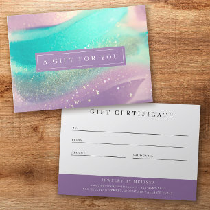 Luxe Marble Pink Teal Business Gift Certificate