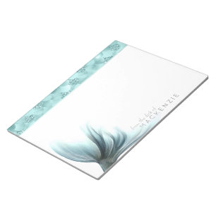 Luxe Mermaid Scales   Aqua Mint Teal Monogram Notepad