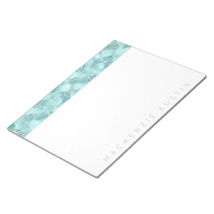Luxe Mermaid Scales   Aqua Mint Teal Monogram Notepad