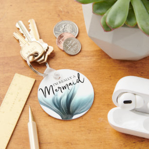 Luxe Mermaid Tail I'm Really a Mermaid Quote Key Ring