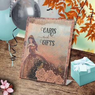 Luxe Metallic Copper Quinceañera Cards and Gifts  Pedestal Sign