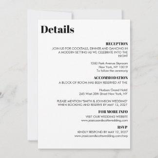 Luxe Minimal Wedding Details Enclosure Card