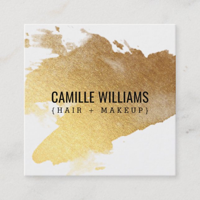 LUXE MINIMALIST glam faux gold foil splash Square Business Card (Front)