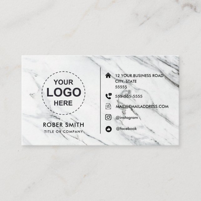 Luxe Minimalist Marble Business Card (Front)