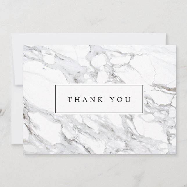 Luxe Minimalist White Marble Thank You  Card (Front)