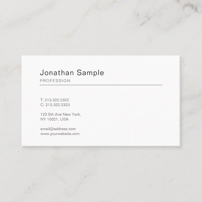 Luxe Modern Chic Design Minimalistic Plain Trendy Business Card (Front)