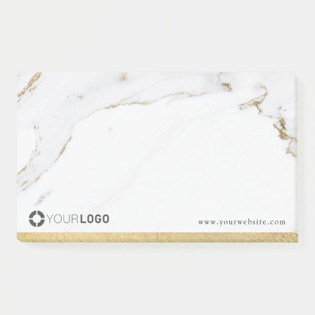 Luxe modern faux gold marble company logo post-it notes (Front)