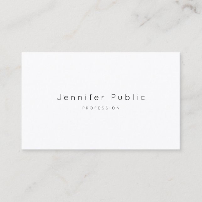 Luxe Modern Minimalistic Professional Elegant Top Business Card (Front)