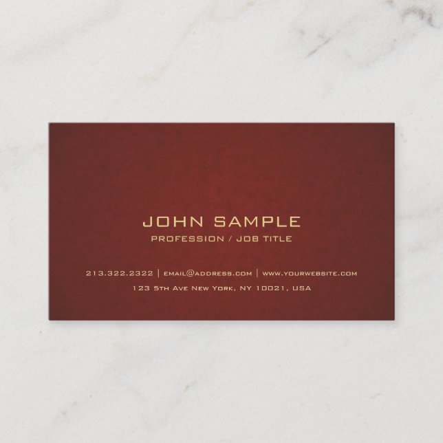 Luxe Modern Professional Elegant Colour Thick Business Card (Front)