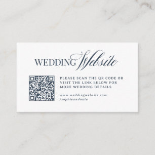 Luxe Navy Blue   Wedding Website QR Code Enclosure Card