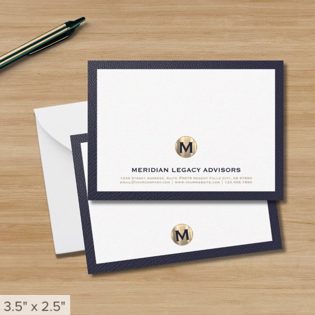 Luxe Navy Gold Law Firm Note Card (Creator Uploaded)