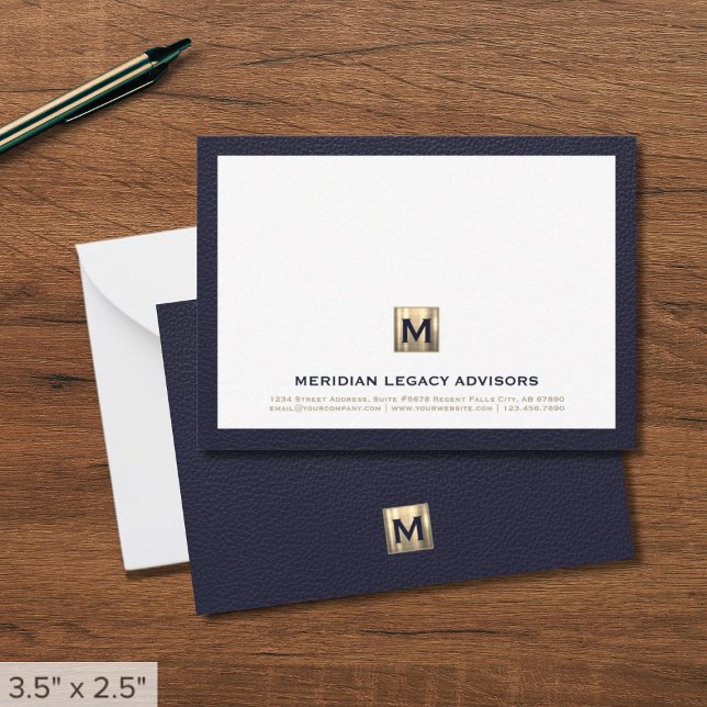 Luxe Navy Gold Law Firm Note Card (Creator Uploaded)