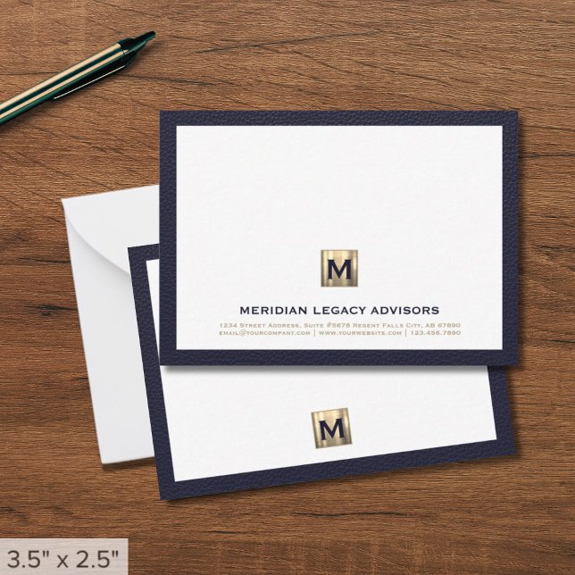 Luxe Navy Gold Law Firm Note Card (Creator Uploaded)