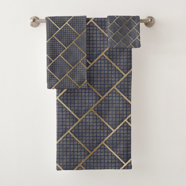 LUXE NAVY GOLD VINTAGE HAMPTON TOWEL SET (Insitu)