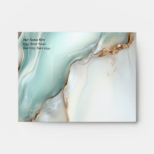 Luxe Opal Teal Gold Fluid Alcohol Ink Envelope