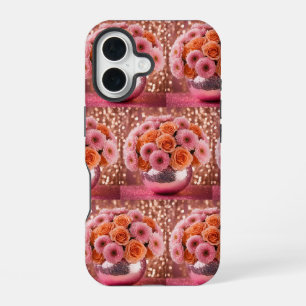 Luxe Orange Flowers iPhone 16 Case