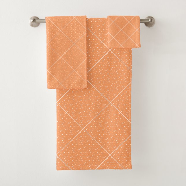 LUXE ORANGE SPOT ABSTRACT BATH TOWEL SET (Insitu)
