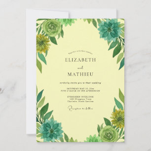 Luxe Pale Yellow Vine Wedding Invitation